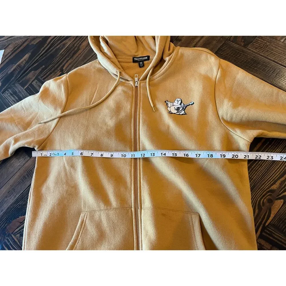 True Religion Full Zip Hoodie Jacket Men Medium Gold Luxury Streetwear Y2K 2000s